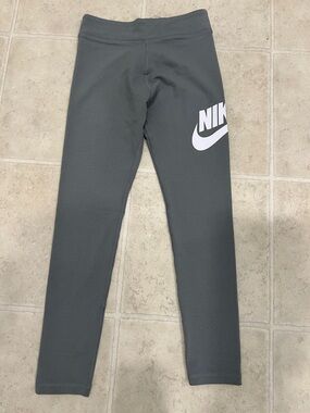Nike Gray Kids Leggings with White Logo